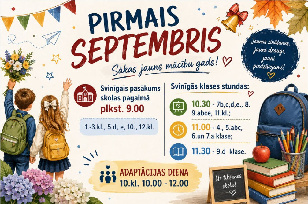 Laipni gaidīti jaunajā mācību gadā! 1 Informācija par 1.septembri
