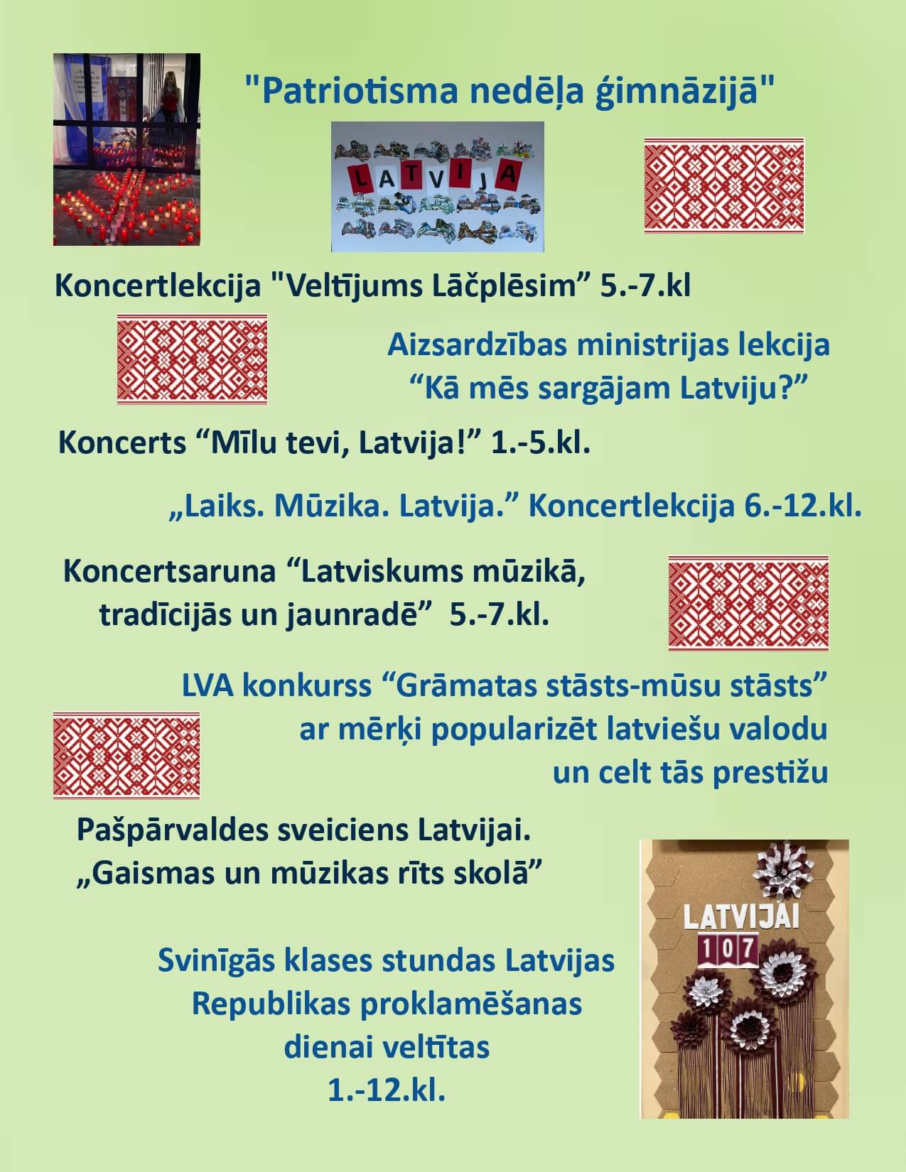patriotismas nedēļas pasākumi