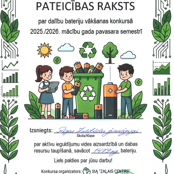 Bateriju vākšanas konkursa rezultāti 2026