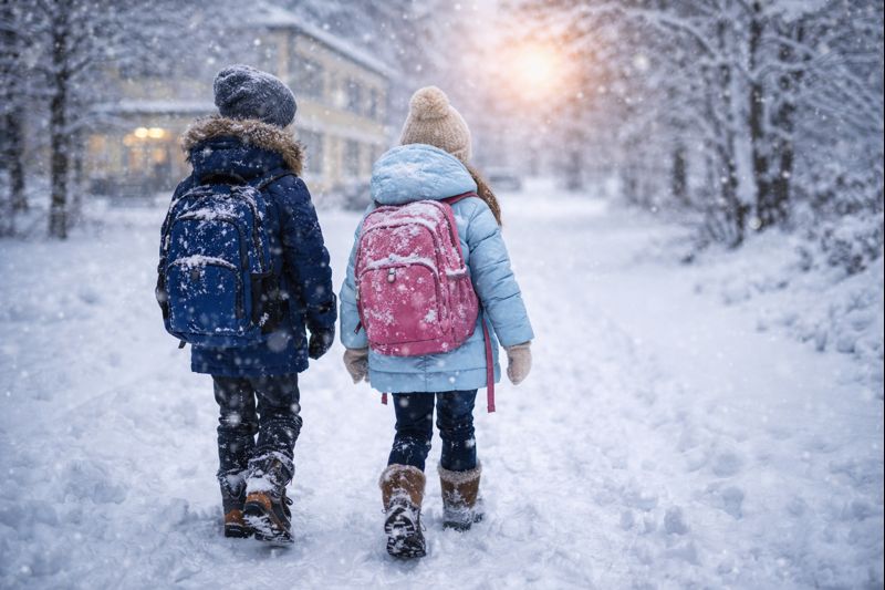 Aukstuma dēļ skolēni var neapmeklēt skolu 1 ziema, skolēni iet uz skolu